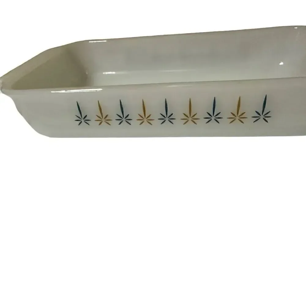 Fire King ANCHOR HOCKING 1.5Q Casserole Dish Atomic Star Candle Glow 432 Vintage